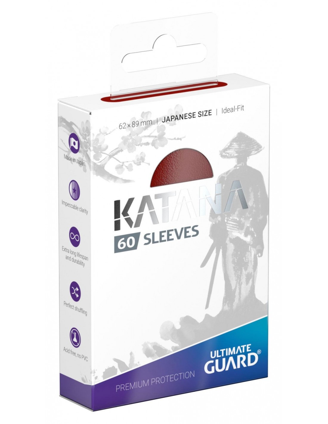 Katana Sleeves - 60 stk Japanese size - Ultimate Guard Rød