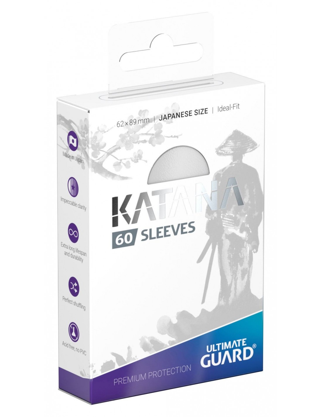 Katana Sleeves - 60 stk Japanese size - Ultimate Guard Hvid