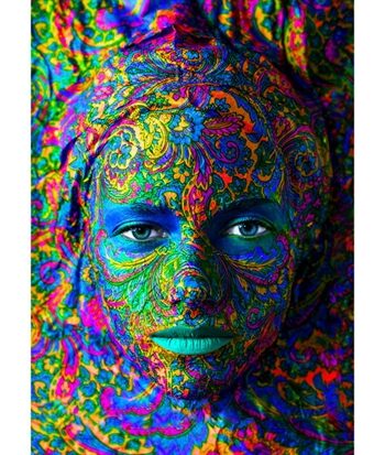 Woman with Color Art Makeup