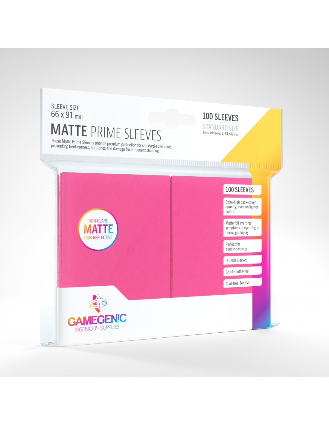 Matte Prime Sleeves 100 stk - Anti-Glare - GameGenic Lyserød