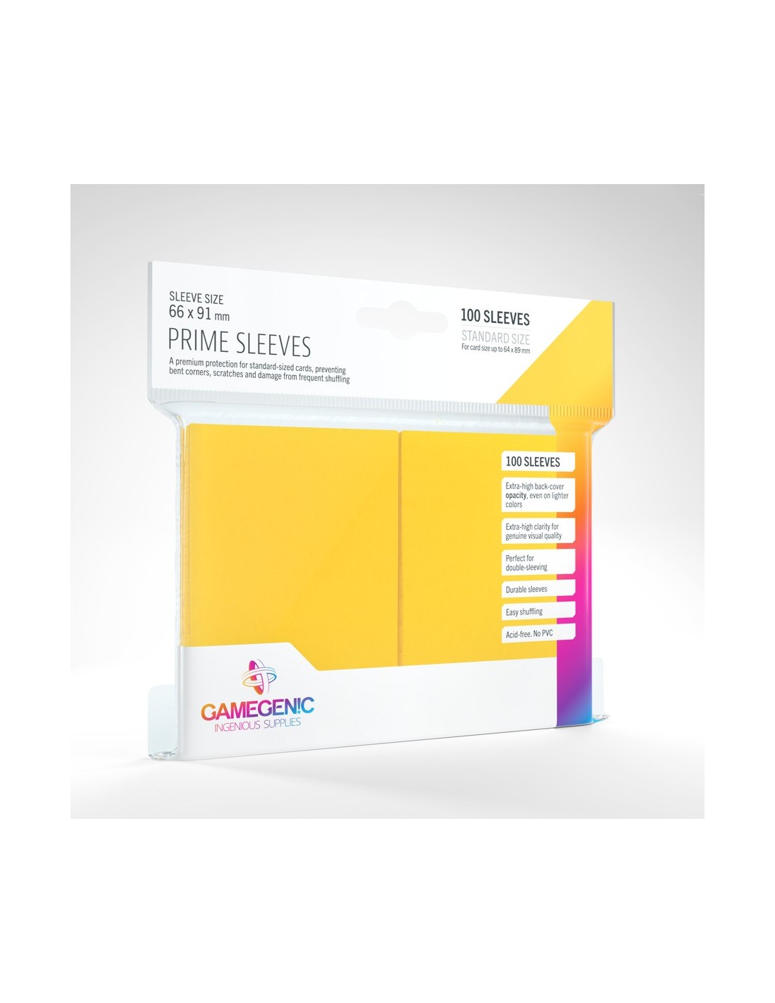 Prime Sleeves 100 stk - Gule Plastiklommer til Kortspil