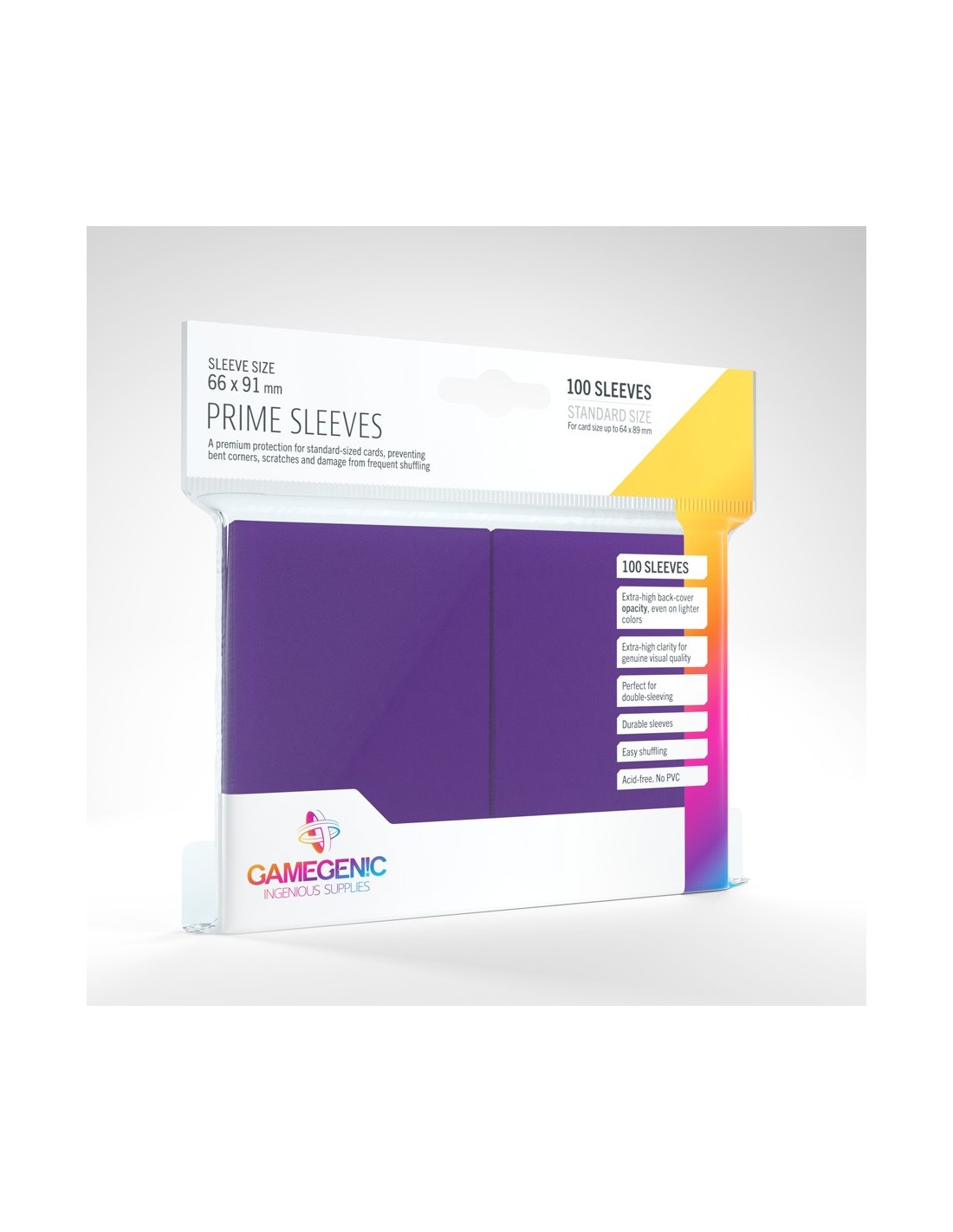 Prime Sleeves 100 stk - Plastiklommer - GameGenic Lilla
