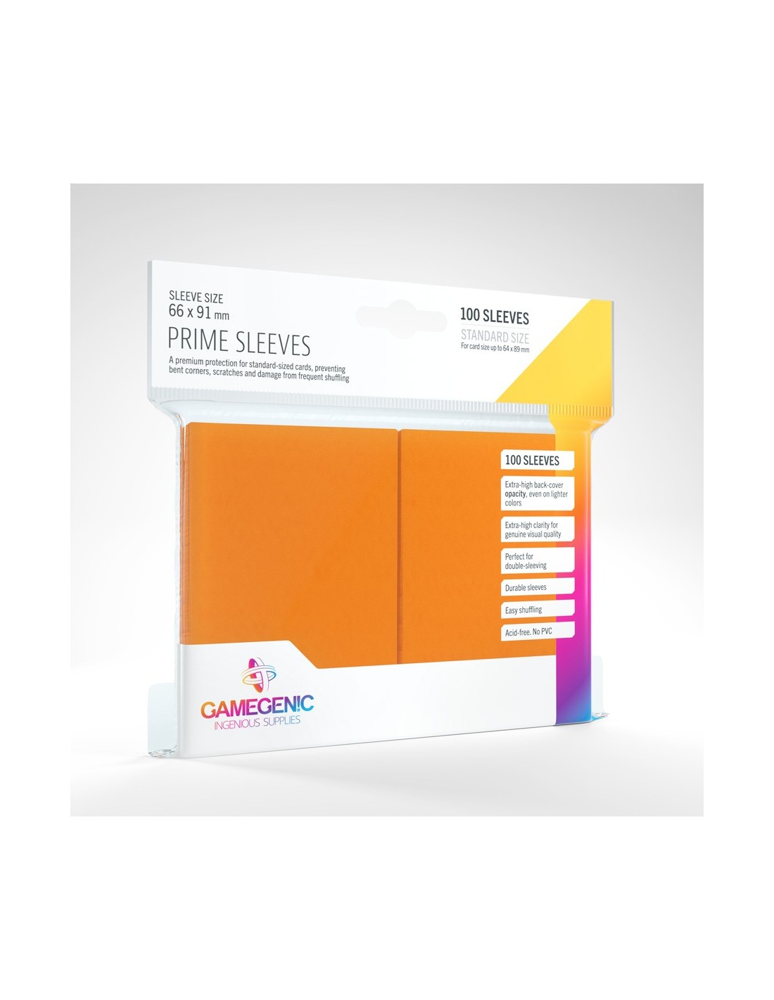 Prime Sleeves 100 stk - Orange Plastiklommer til Kortspil