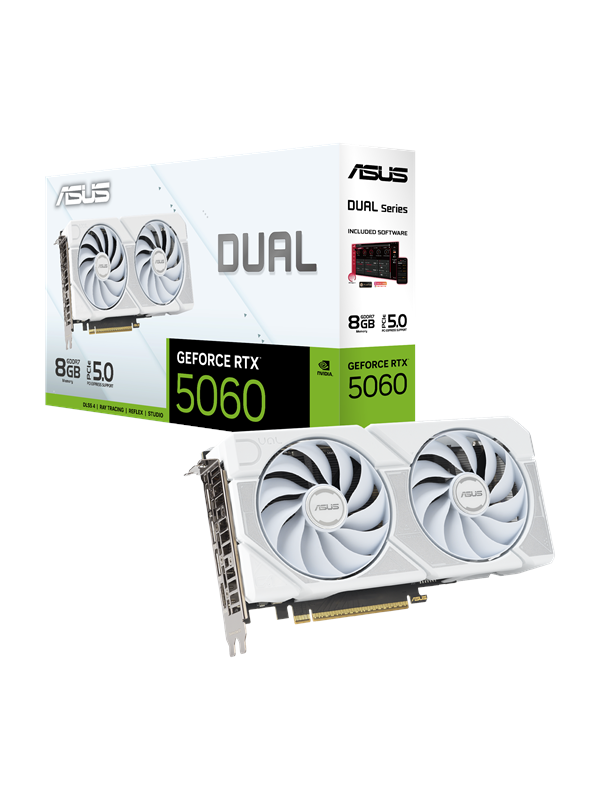 Asus Geforce Rtx 5060 Dual White 8gb Gddr7 Ram Grafikkort
