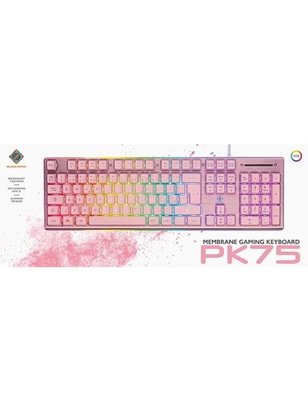 Deltaco Pk75 Rgb Keyboard 105 Keys Nordic Layout Membrane Gaming Tastatur Pink