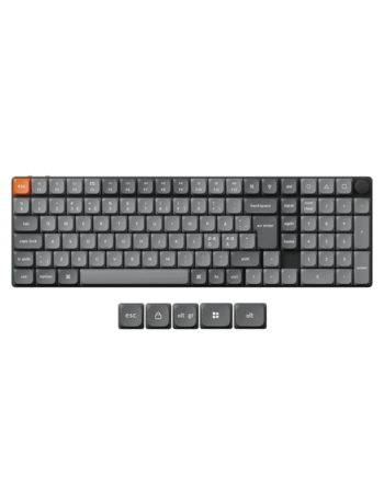 Keychron K17 Max Wireless Tri-mode Hot Swap Qmk Via Gateron Low Profile Brown Gaming Tastatur Nordisk Sort