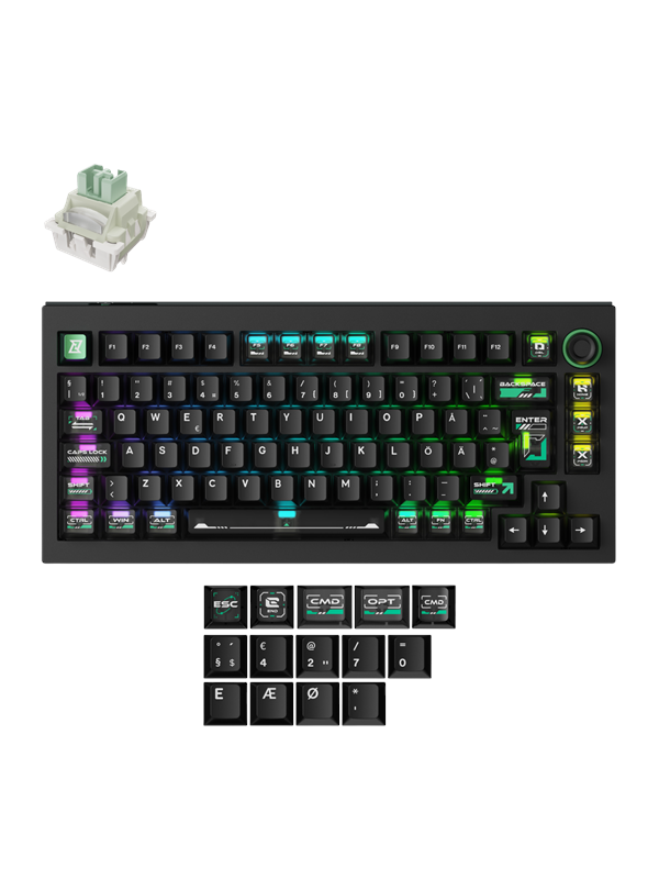 Keychron Lemokey L5 He 8k 75 Knob Cyber Lime Magnetic Switch Hall Effect Gaming Tastatur Uden Numpad Nordisk Sort