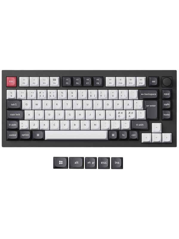 Keychron Q1 He 75 Knob Wireless Tri-mode Gateron Nebula Magnetic Carbon Black Nd Gaming Tastatur Nordisk Sort