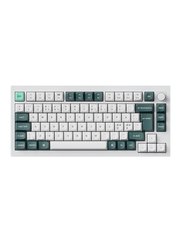 Keychron Q1 He 75 Knob Wireless Tri-mode Gateron Nebula Magnetic Shell White Nd Gaming Tastatur Nordisk Hvid