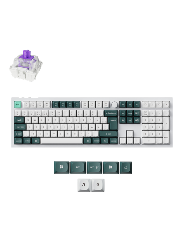 Keychron Q6 He 100 Knob Wireless Tri-mode Qmk Gateron Magnetic Switch Shell White Gaming Tastatur Nordisk Hvid