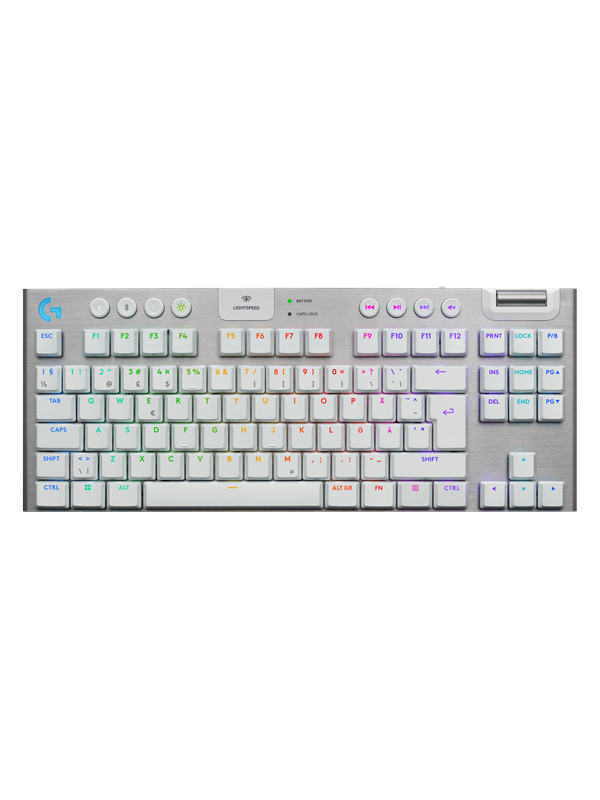 Logitech G915 Lightspeed Tkl Tactile 80 Tkl Gaming Tastatur Uden Numpad Nordisk Hvid