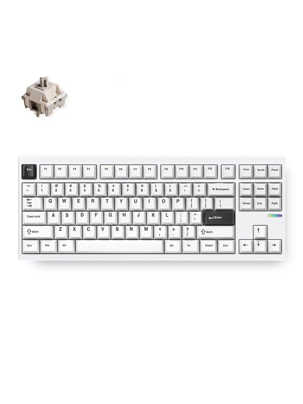 Mchose Gx87 Ultra Aluminum Wireless Gasket Mounted Gaming Tastatur Uden Numpad Amerikansk Engelsk Hvid