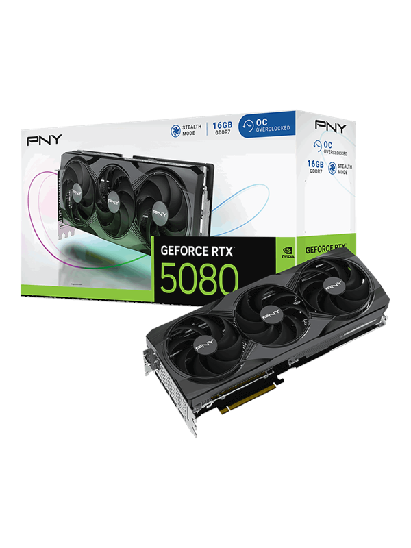 Pny Geforce Rtx 5080 Triple Fan Oc 16gb Gddr7 Ram Grafikkort
