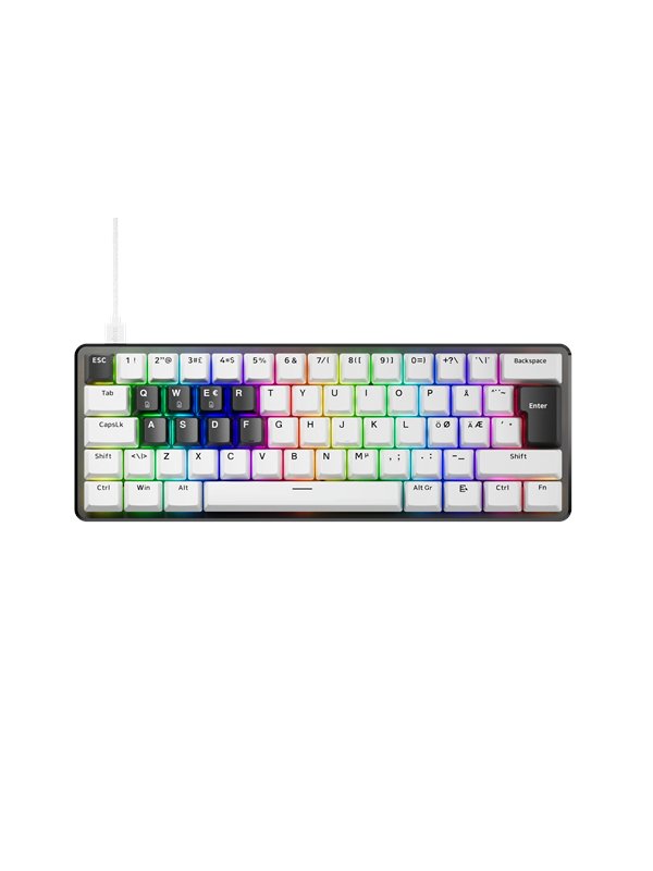 Pulsar Pcmk He 60 Iso Gaming Tastatur Uden Numpad Nordisk Hvid