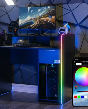 Xrocker Electra Desk Black With Black Led Bord Geekd Dk