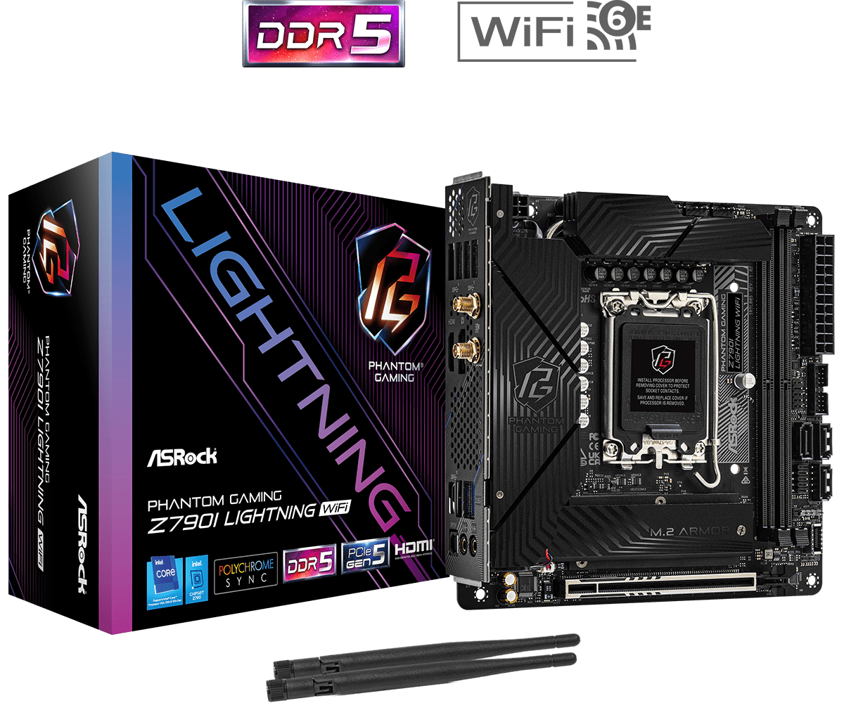 Asrock Phantom Gaming Z690i Lightning Wifi Mini Itx Lga1700 Sokkel Intel Z790 Bundkort