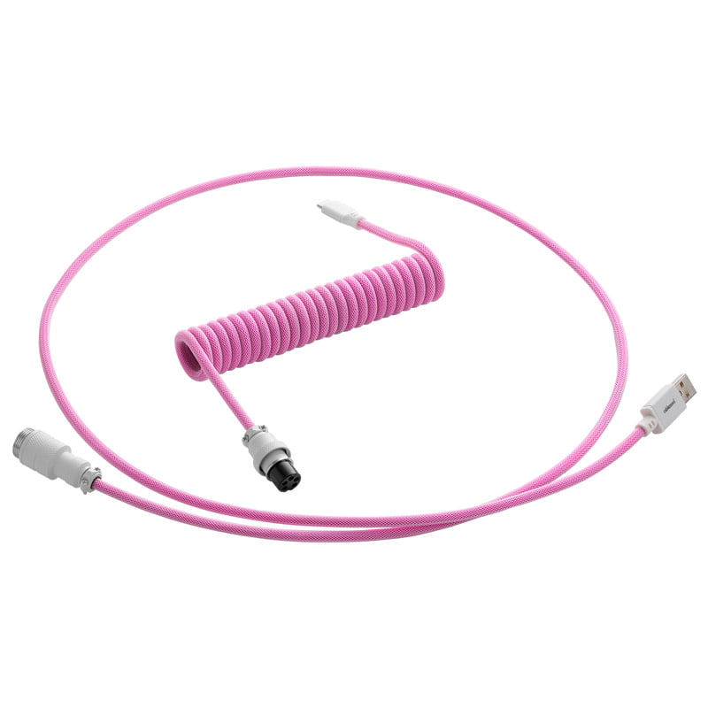 Cablemod Pro Coiled Keyboard Cable Usb To Usb Type Strawberry Cream 150cm