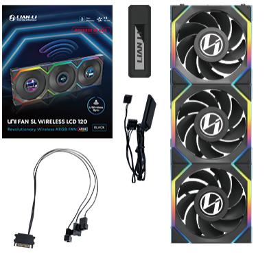 Lian Li Uni Fan Sl Wireless Lcd Reverse Pak Sort 120mm Kabinet Blæser Geekd Dk