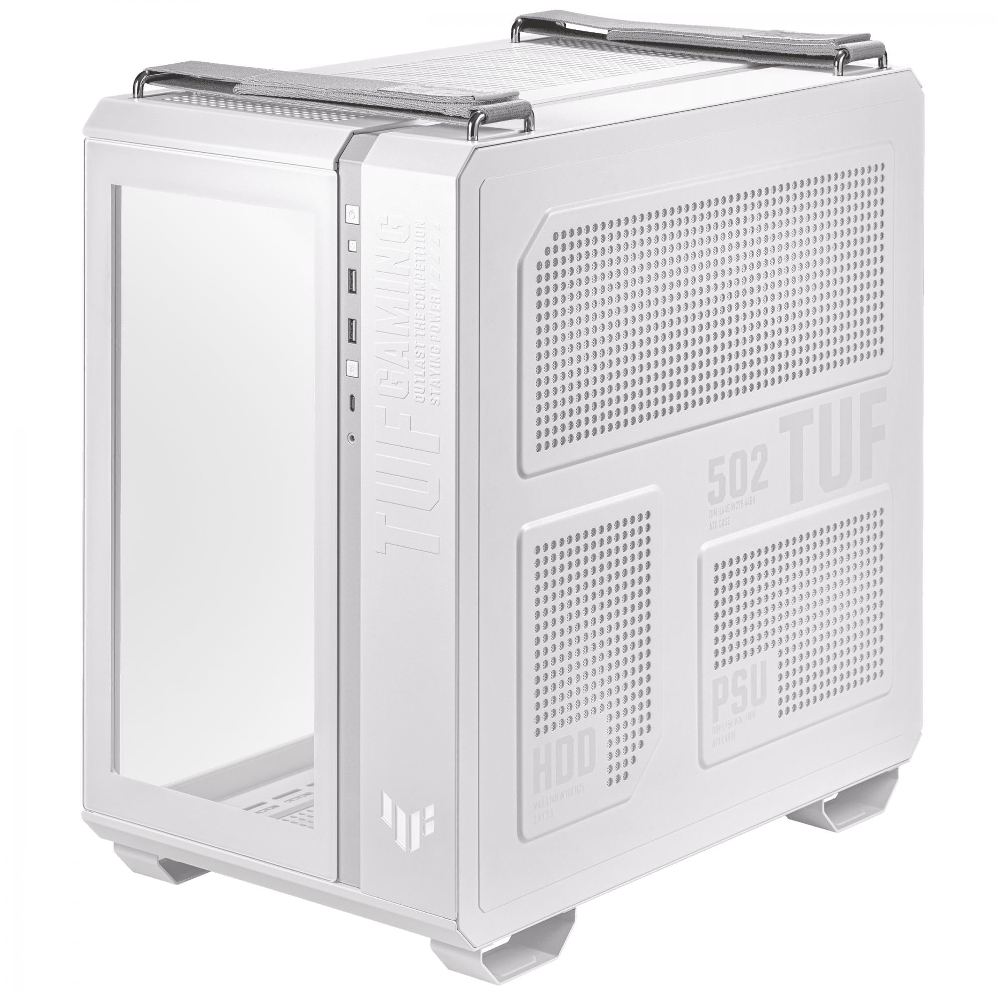 Asus Tuf Gaming Gt502 Plus Tempered Glass Dual Chamber Case White    4x120mm Pre-installed Argb Fans
