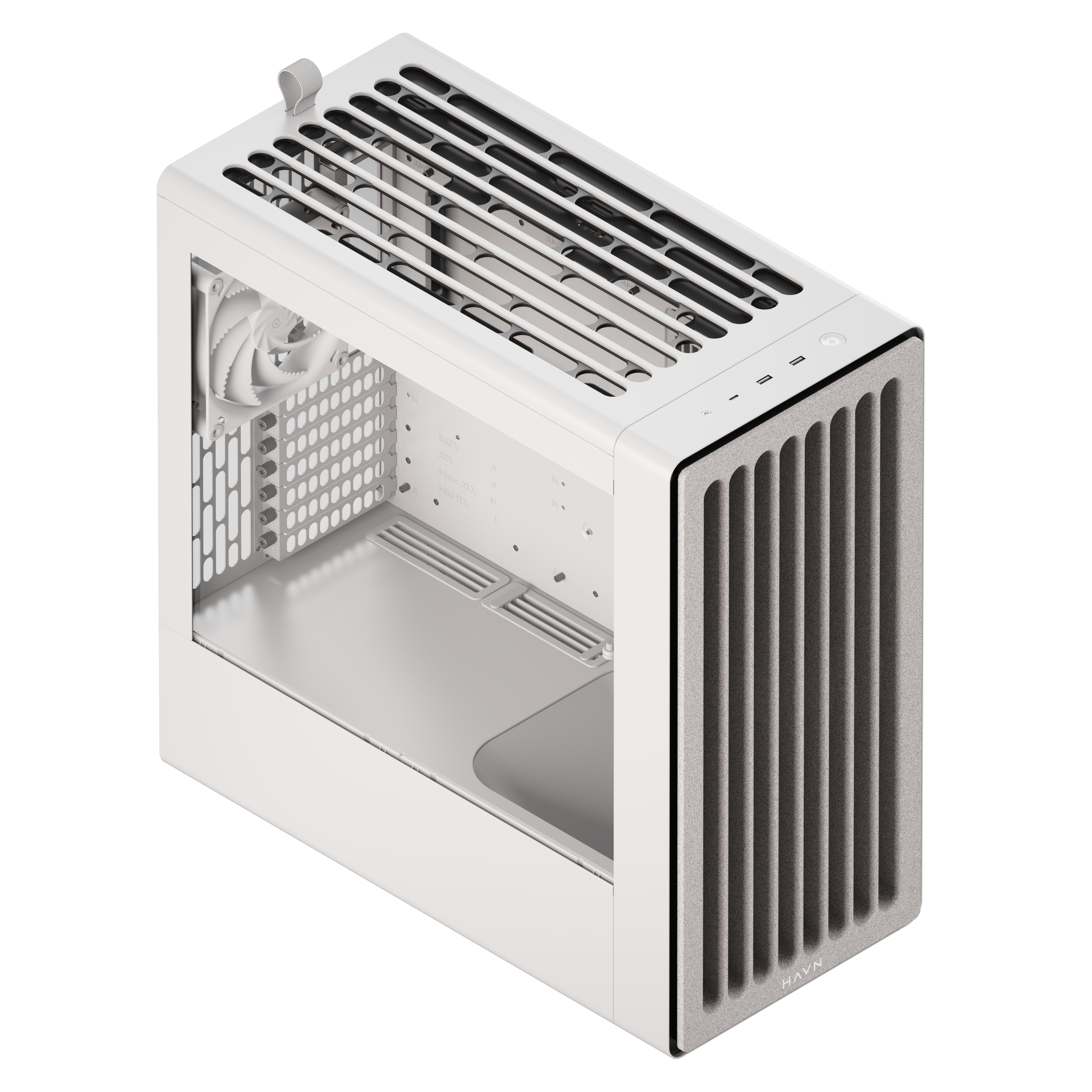 Havn Bf 360   White Mid Tower Kabinet Med Høj Airflow Og Minimalistisk Design