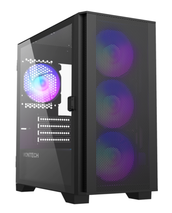 Montech Air 100 Argb Black Micro Atx  Tempered Glass  4x Argb Fans Included