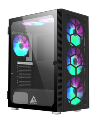 Montech X3 Glas Sort   Fans Inkluderet  Statisk Rgb  Tempereret Glas Side