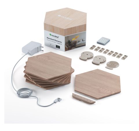 Nanoleaf Elements Wood Look Hexagons Starter Kit-   Panels Lys Tilbehør Geekd Dk