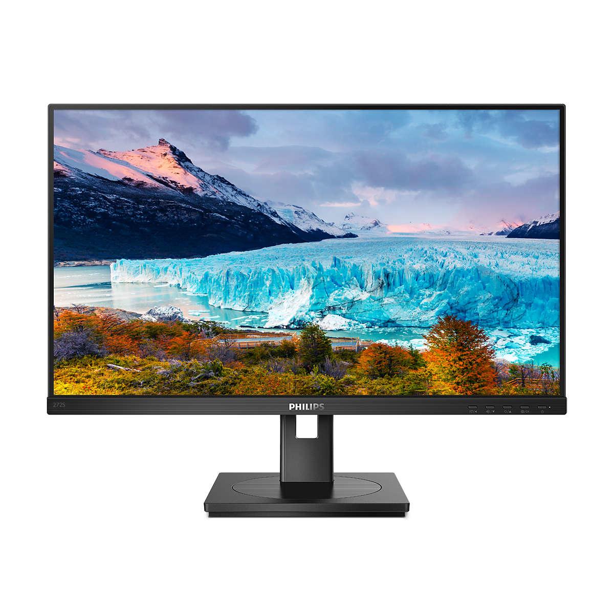 Philips  -line 272s1ae 27 Ips 1920   1080  Full Hd  75hz Dvi Vga  Hd-15  Hdmi Displayport Pivot Skærm