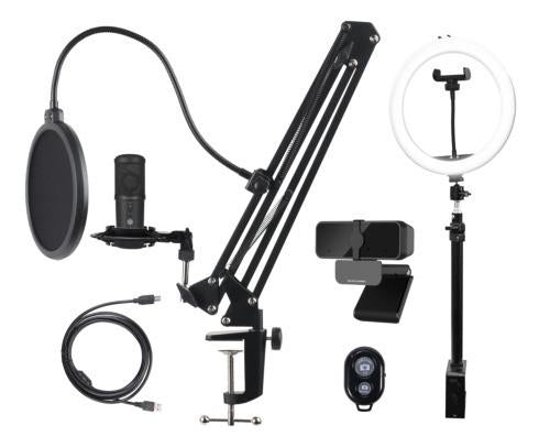 Streaming Kit  Microphone  Webcam  Ring Light Geekd Dk