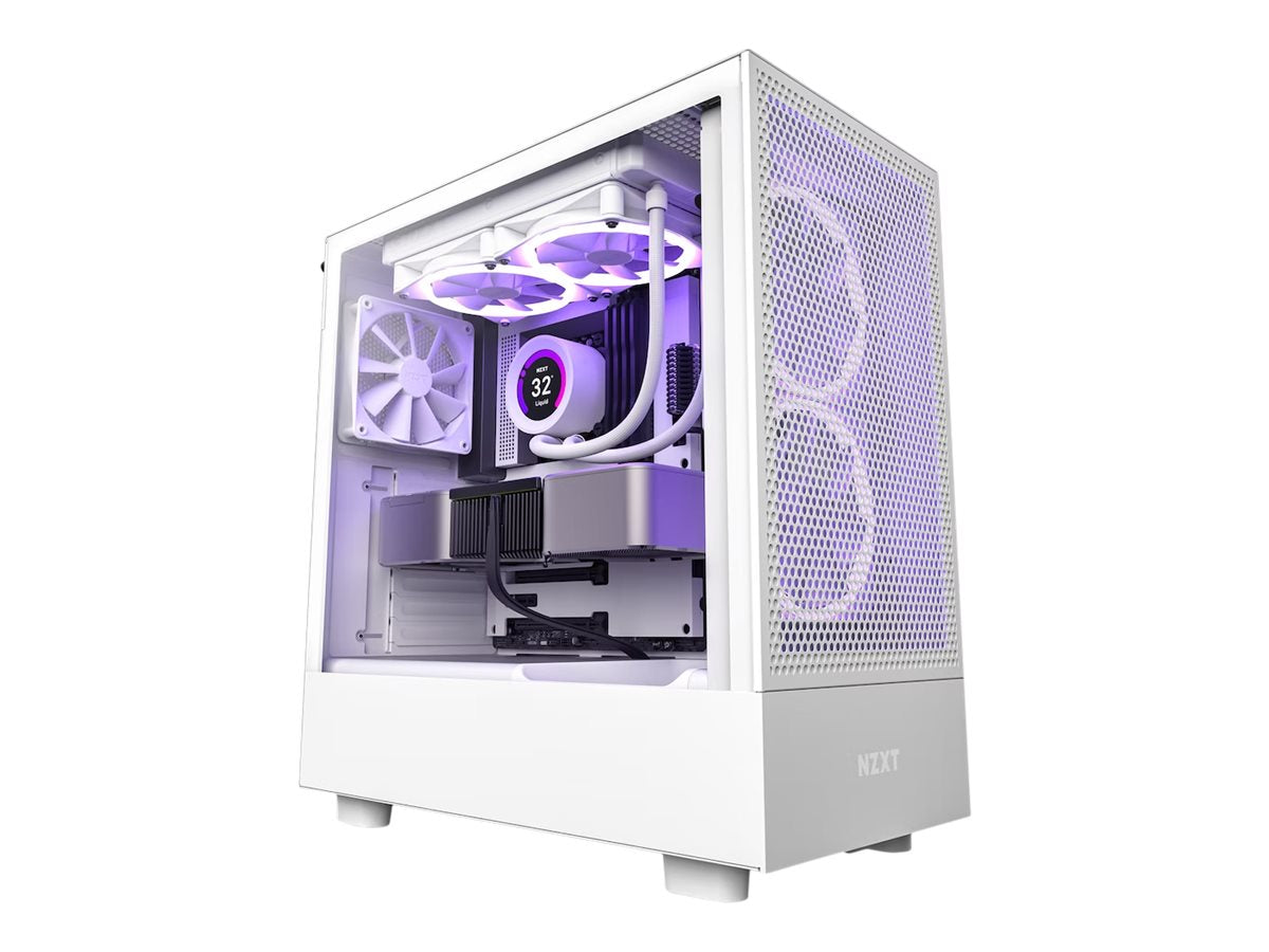 Nzxt Series H5 Flow Tårn Udvidet Atx Ingen Strømforsyning Hvid Kabinet Geekd Dk