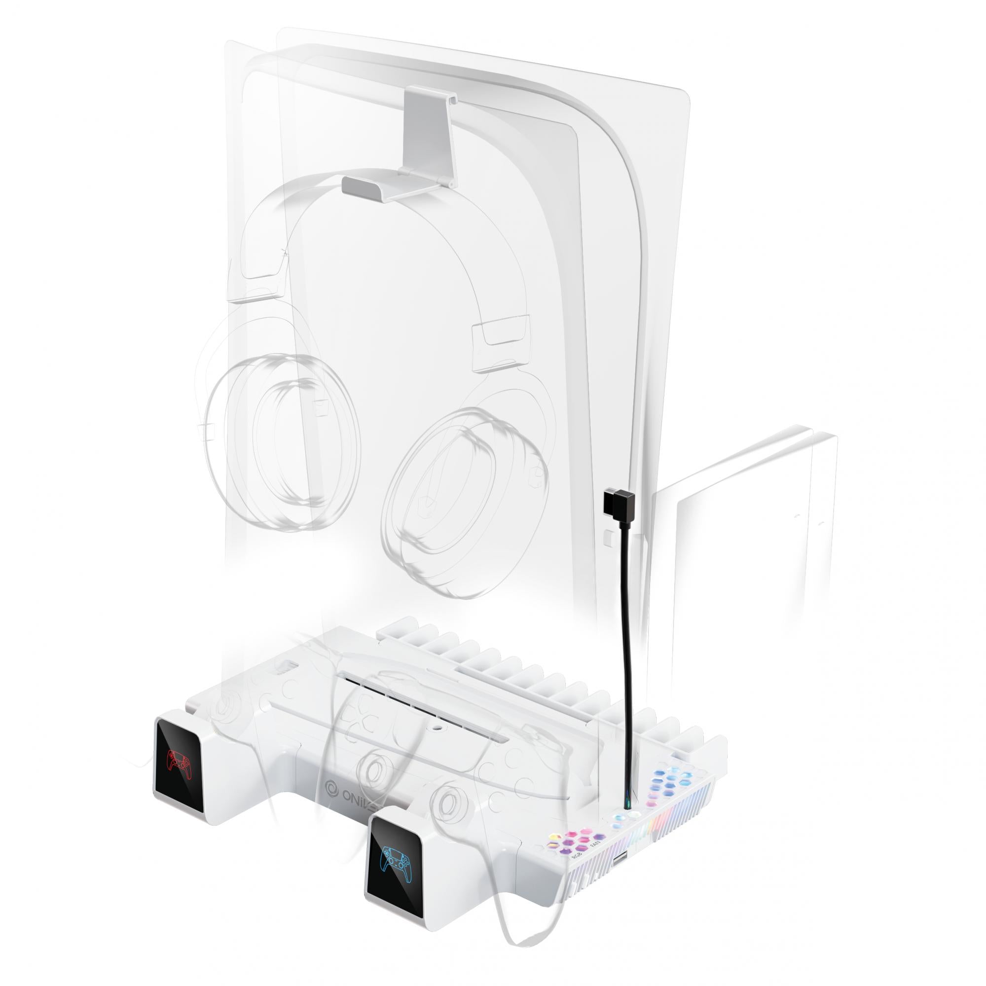 Oniverse Ps5 Nexus Multifunction Stand For Ps5 White Konsol Tilbehør Geekd Dk
