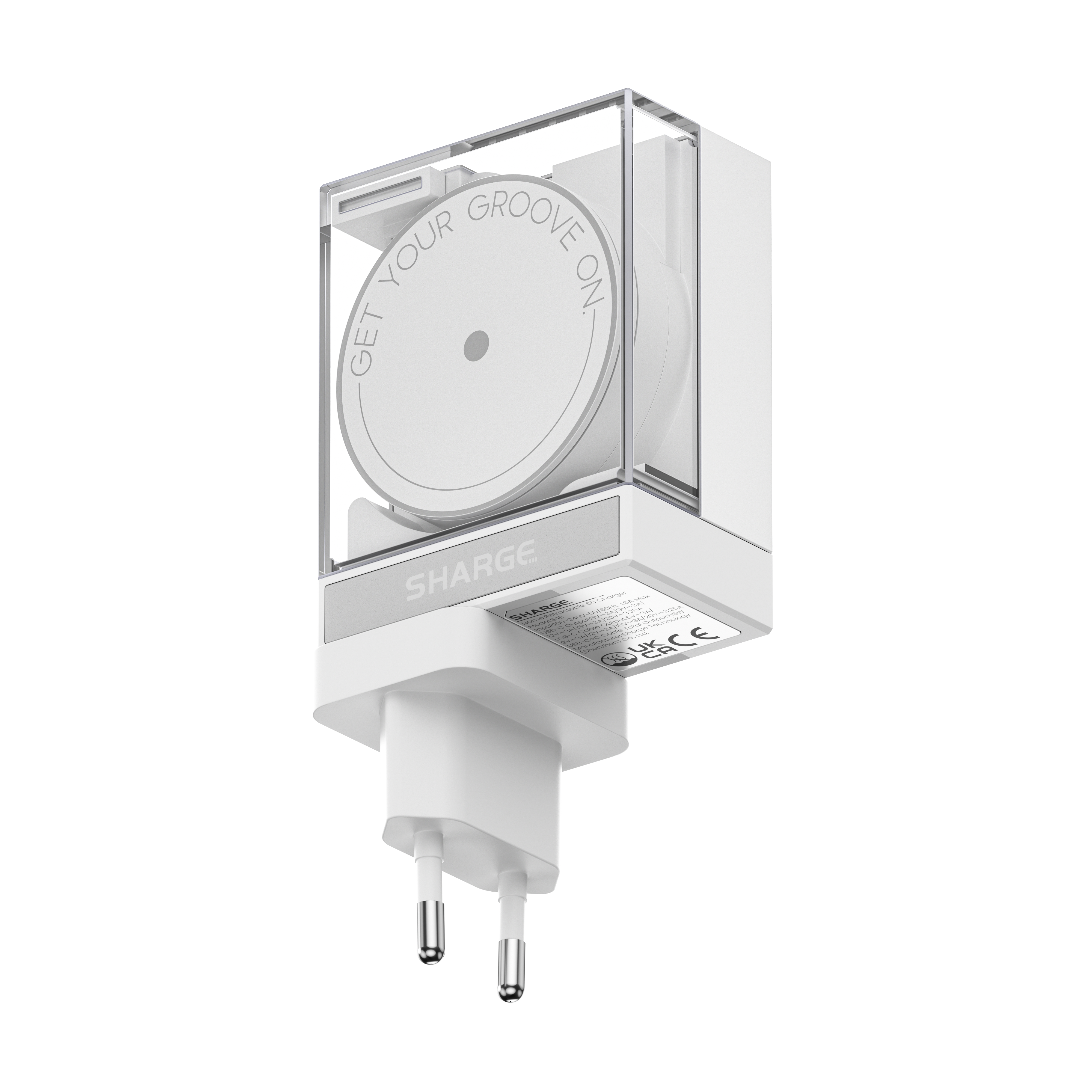 Sharge Retractable 65     Oplader Med Eu-stik   Hvid Geekd Dk